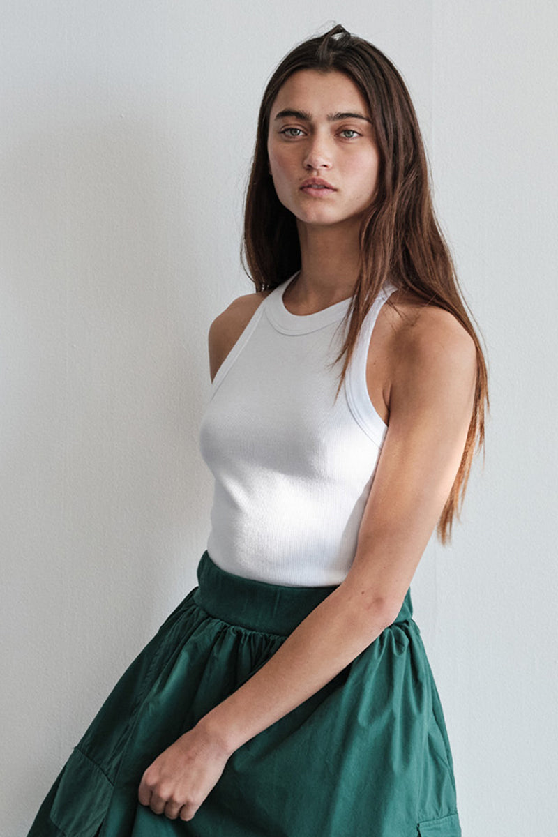 Stateside 2X1 Rib High-Neck Tank in White- campaign image
