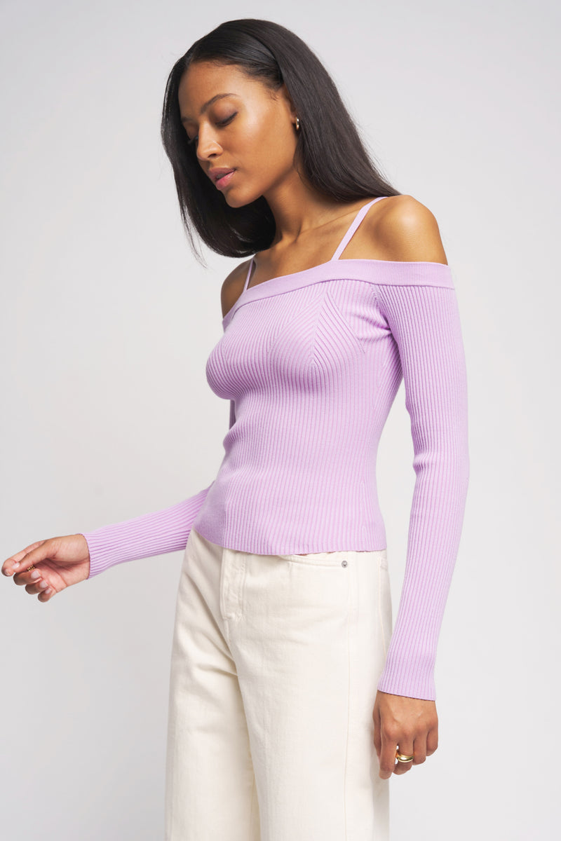 Bailey 44 Averi Shoulder Sweater Top in Lilac - right view