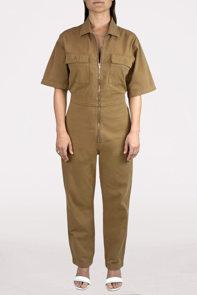 DSTLD Women's Utility Jumpsuit in Ermine-full view front