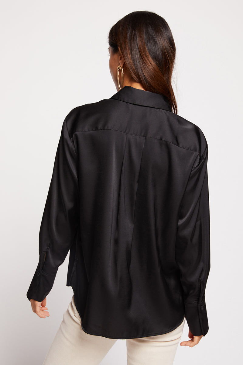 Bailey 44 Norea Blouse in Black - back with box pleat