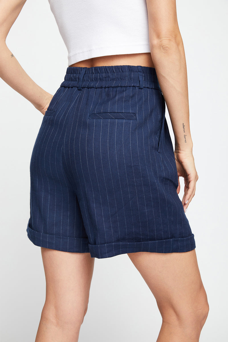 Bailey 44 Charlie Pinstripe Shorts In Midnight - back