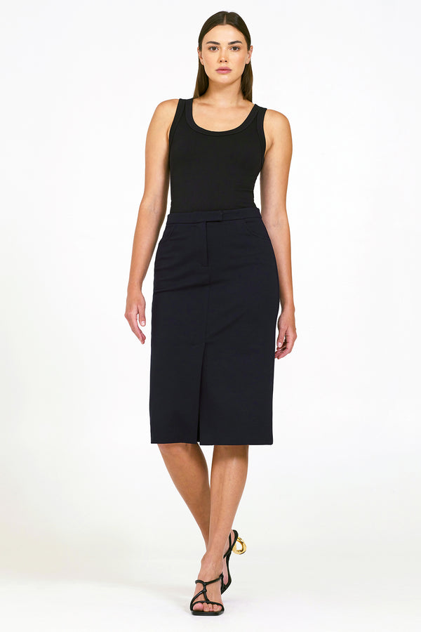 Bailey 44 Rosa Ponte Skirt in Midnight Blue-full view front