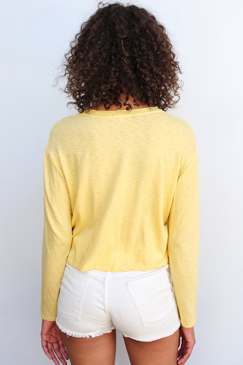 Sundry Good Vibes Long Sleeve Crew in Pigment Gold-back