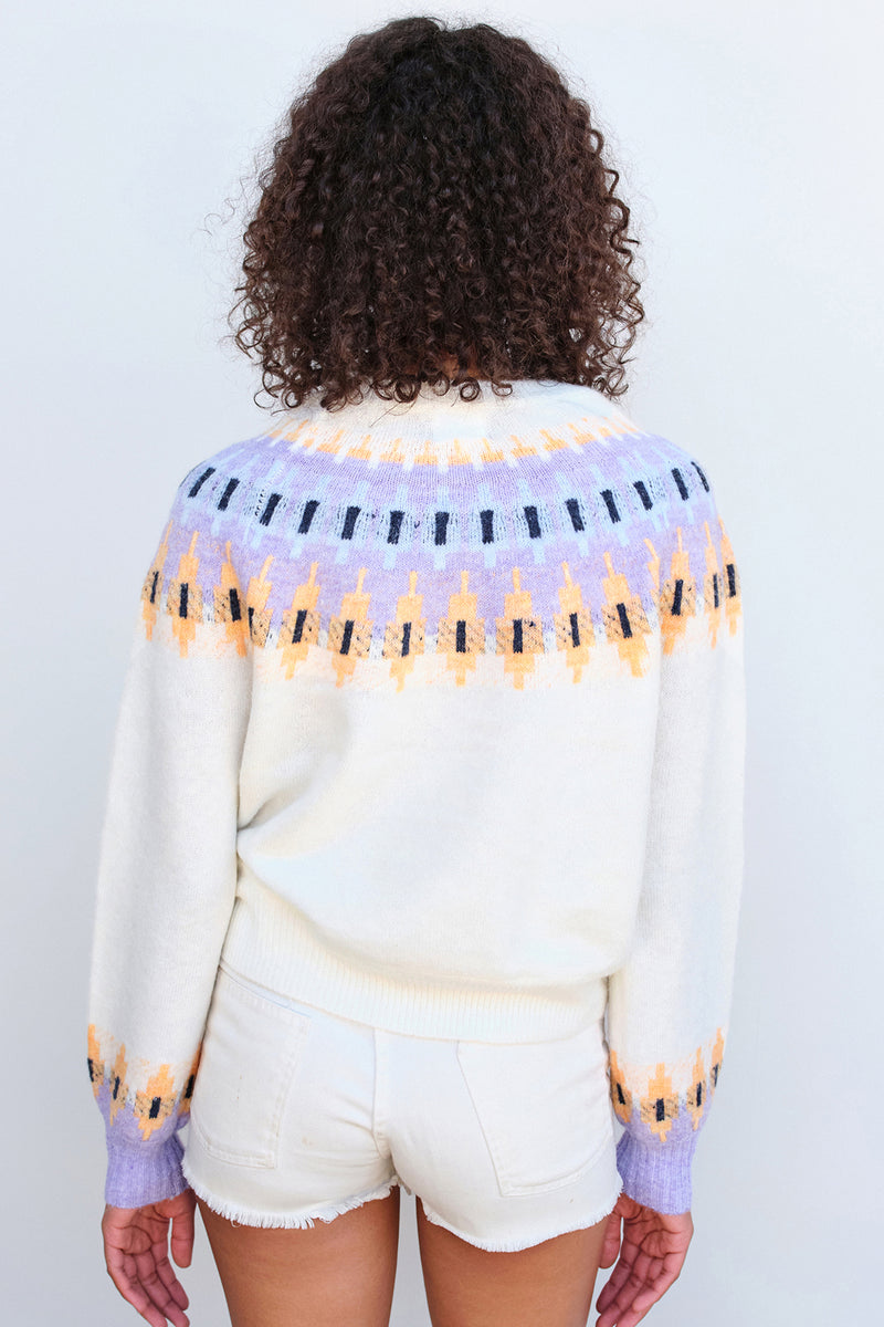 Sundry FairIsle Crew Sweater in Cream-back