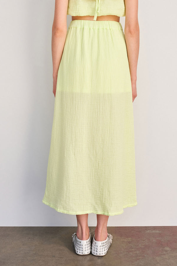 Sundry Long Skirt with Slit in Lime