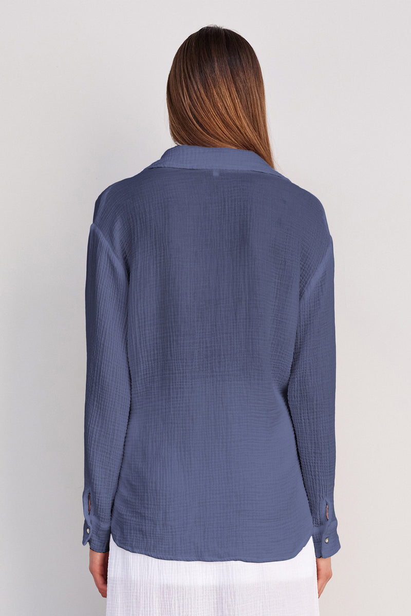 Sundry Long Sleeve Button Down in Navy