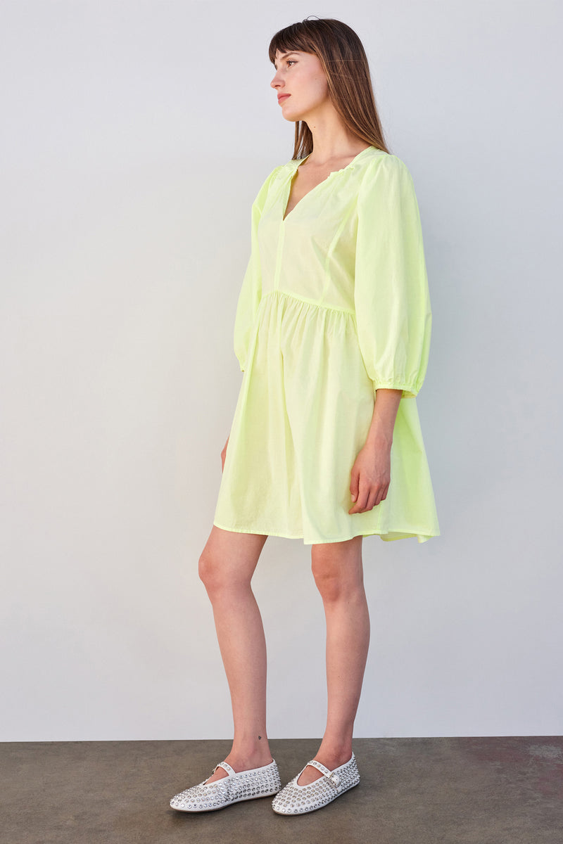 Sundry Mini V-Neck Dress in Pigment Lime