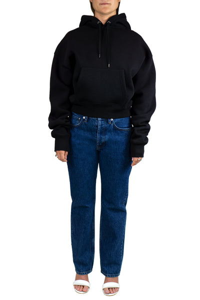 DSTLD Women's Cropped Hoodie in Black Bailey/44