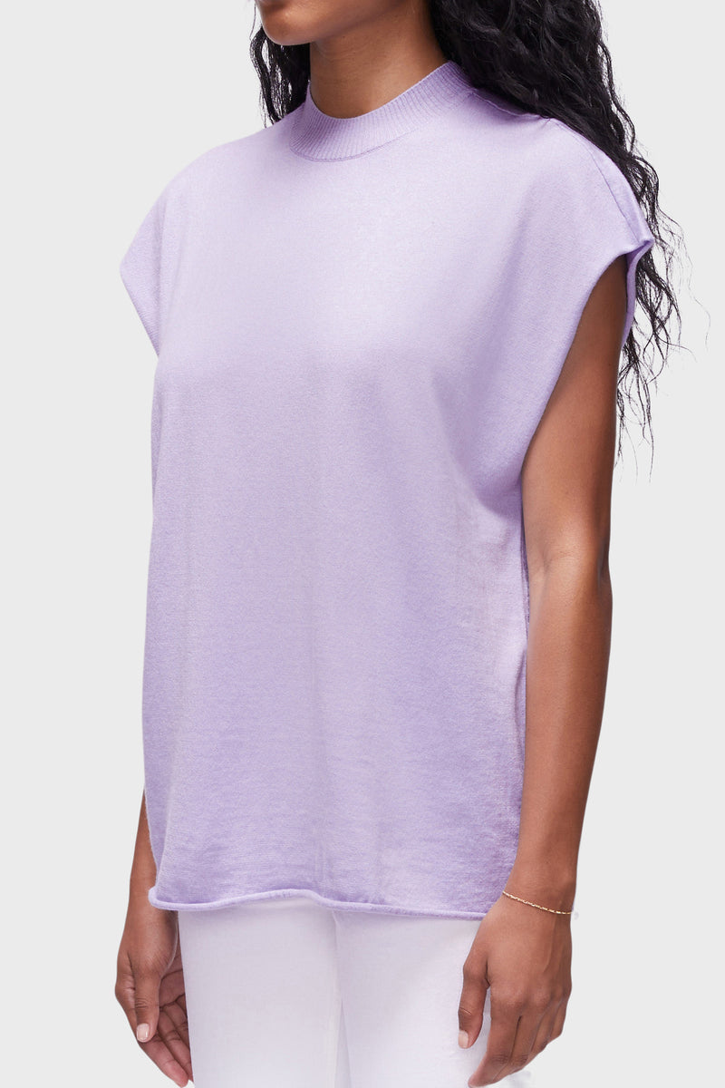 DSTLD Unisex Muscle Tee in Lilac - Front Side