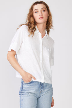 Supima Slub Short Sleeve Pocket Shirt in White
