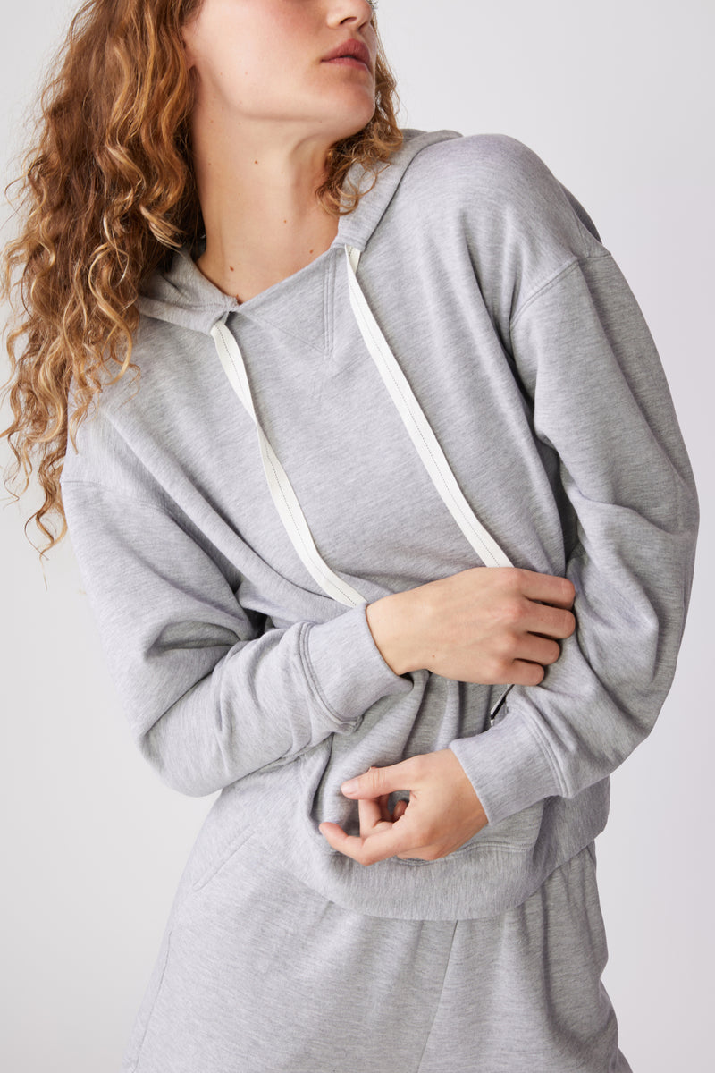 Stateside Softest Fleece Hoodie in Heather Grey - close up front