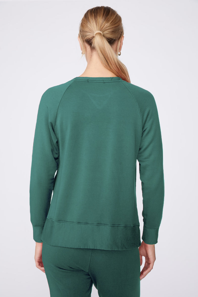 Stateside Softest Fleece Raglan Side Slit Sweatshirt in Rainforest-back