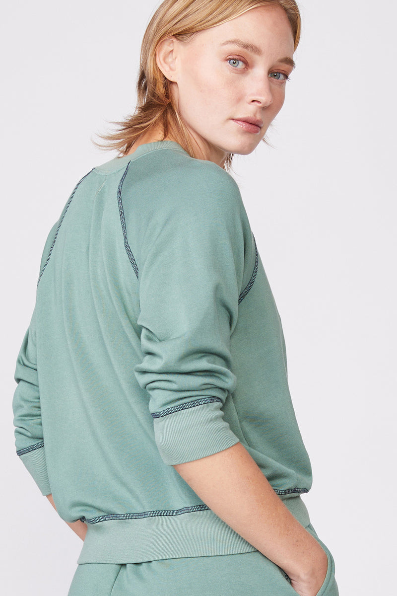 Softest Fleece Shrunken Sweatshirt with Contrast in Vine-side 