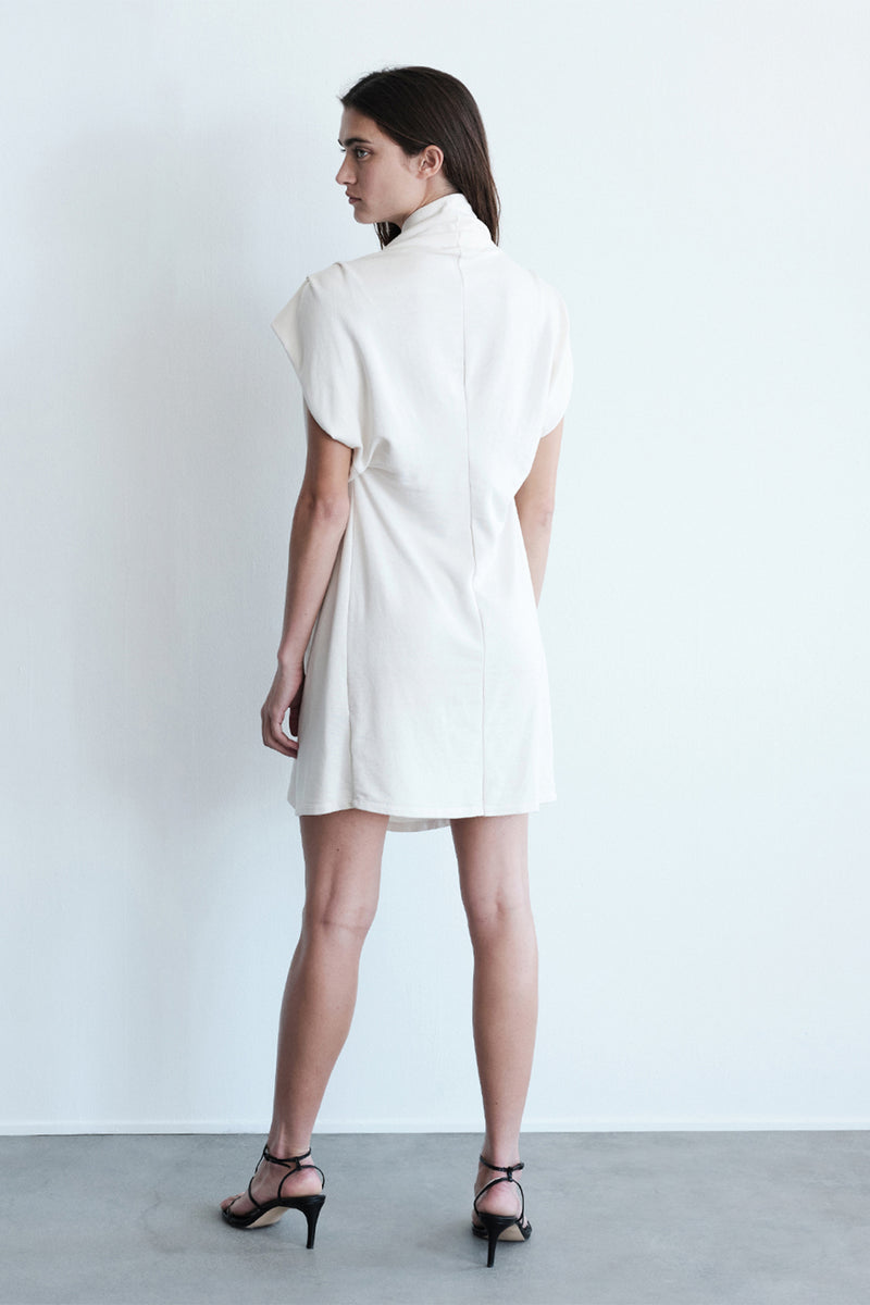 Stateside Softest Fleece Twist Midi Dress in Cream-back