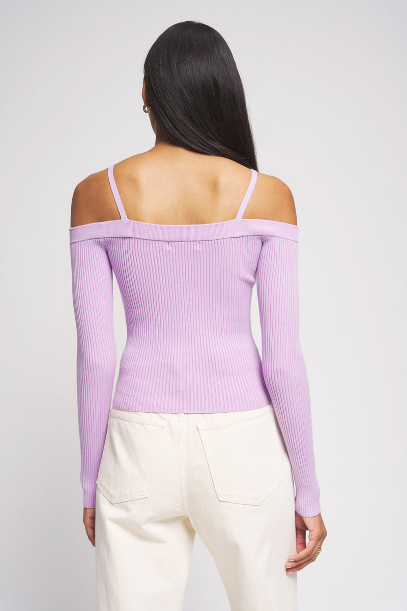 Bailey 44 Averi Shoulder Sweater Top in Lilac - back