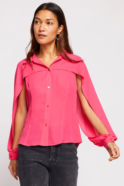 Siff Blouse in Fuchsia-sleeves cut out (front view)