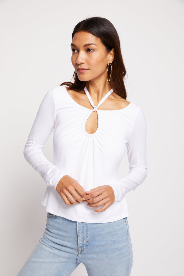 Imani Top in White-front view 3/4