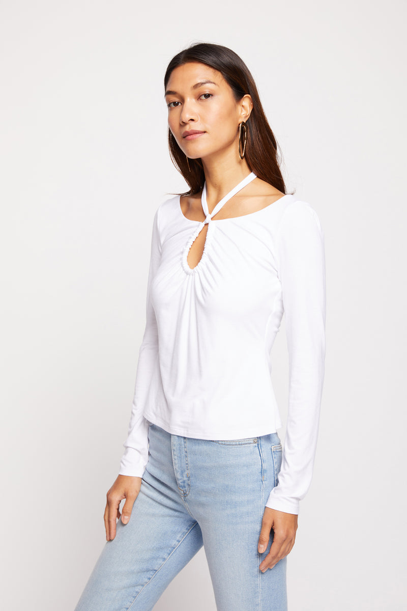 Imani Top in White-full side view