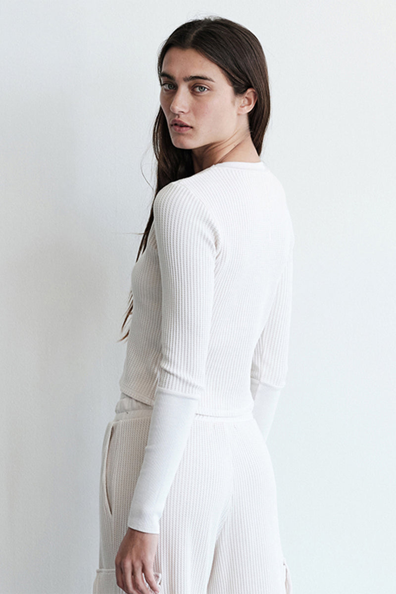 Luxe Thermal Long Sleeve Scoop Neck in Cream-back