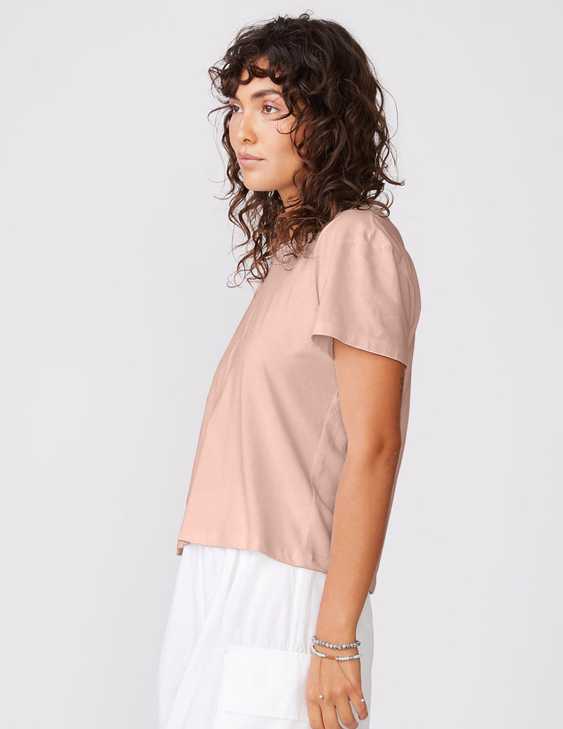 Cloud Jersey Short Sleeve Crew in Almond