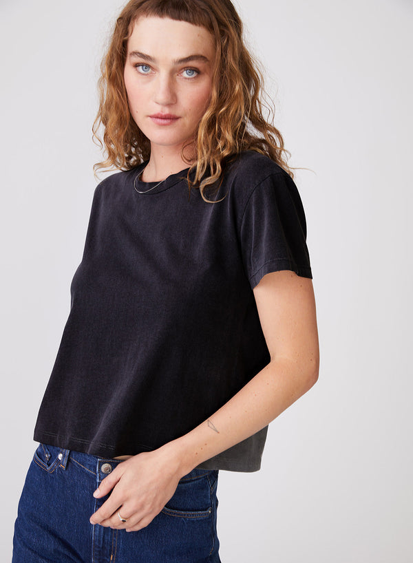 Cloud Jersey Short Sleeve Crew Tee in Black