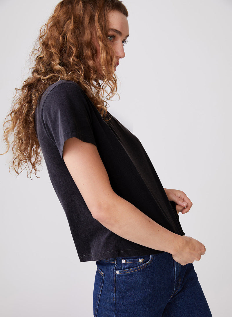 Cloud Jersey Short Sleeve Crew Tee in Black