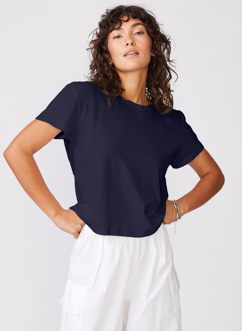 Cloud Jersey Short Sleeve Crew Tee in New Navy