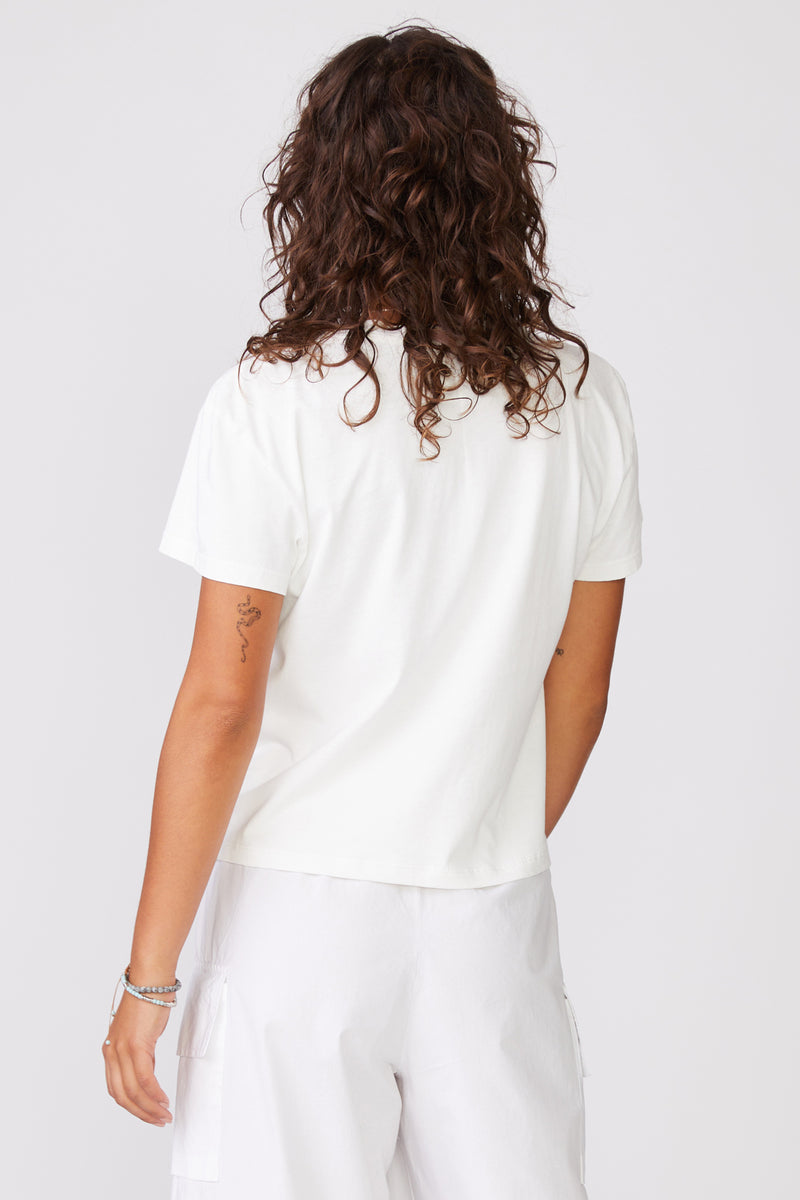 Stateside Cloud Jersey Short Sleeve Crew in White-back 3/4 