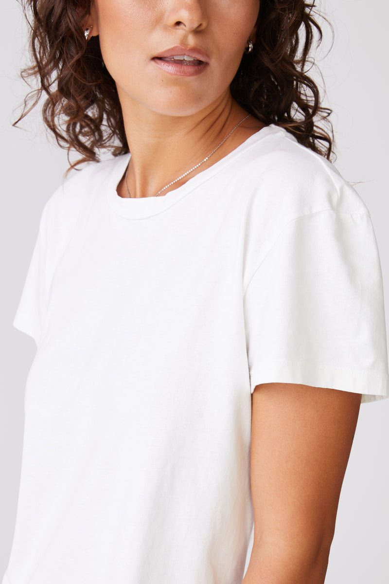 Stateside Cloud Jersey Short Sleeve Crew in White-close up