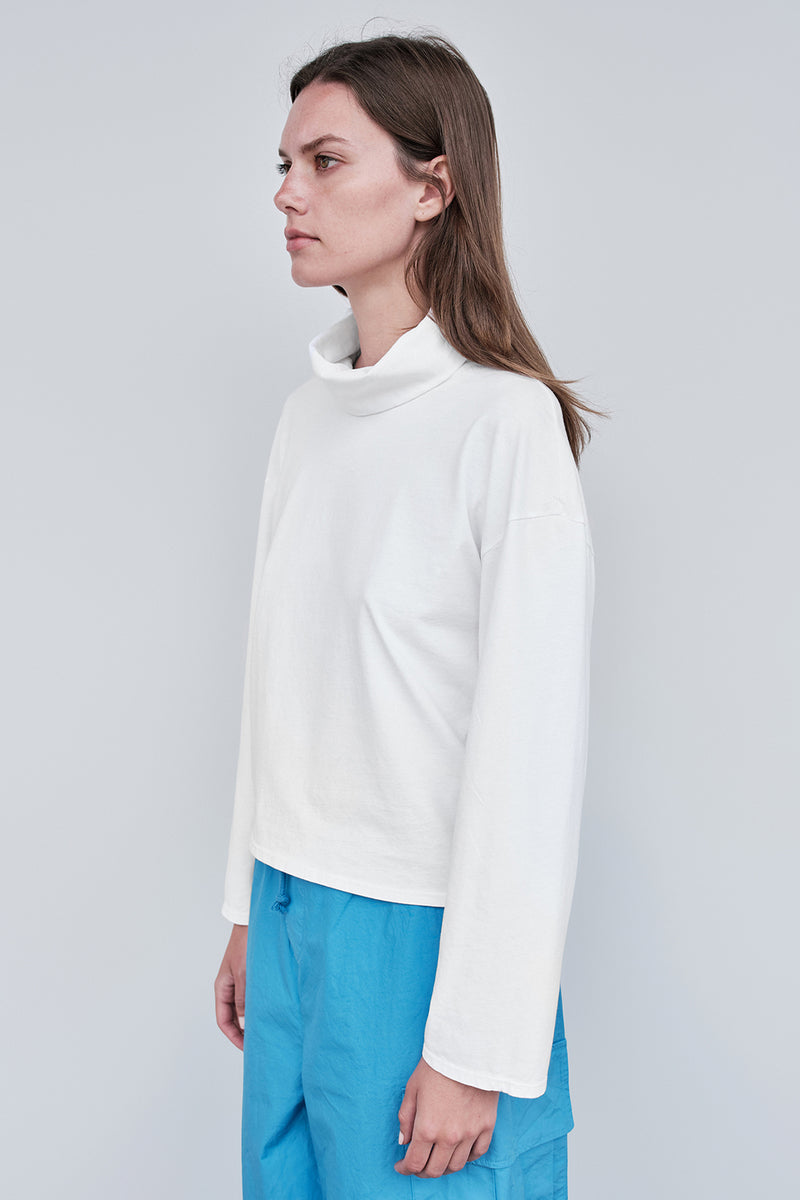 Stateside Cloud Jersey Cowl Neck Cropped Long Sleeve in Paper