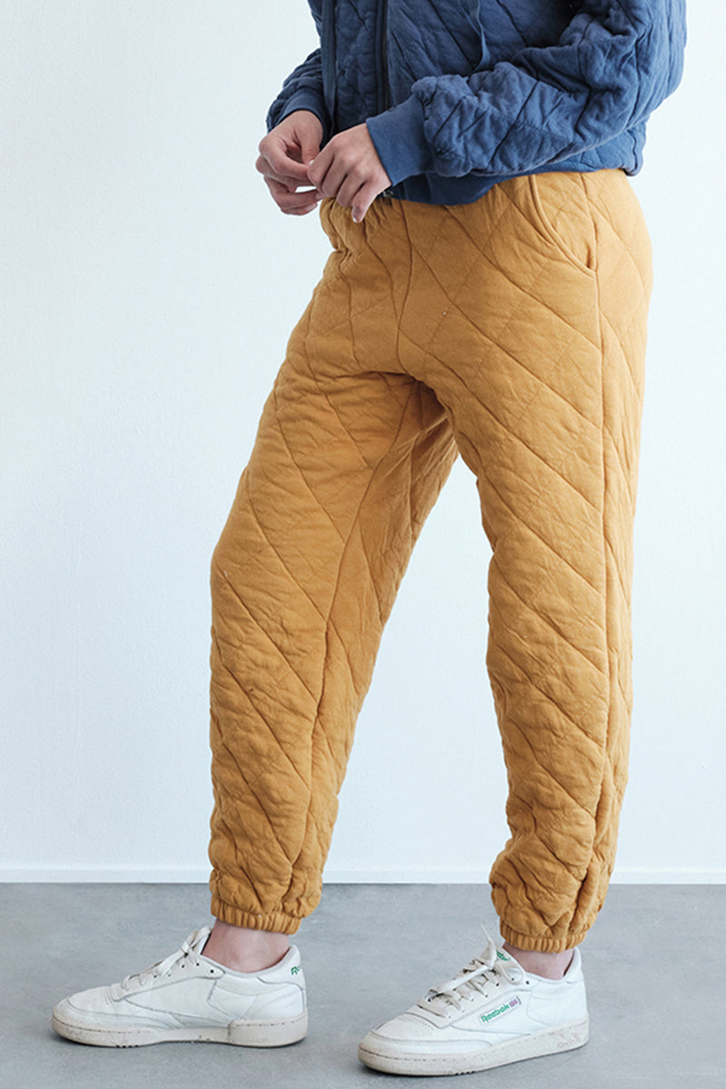 Quilted Sweatpant in Medallion-side close up