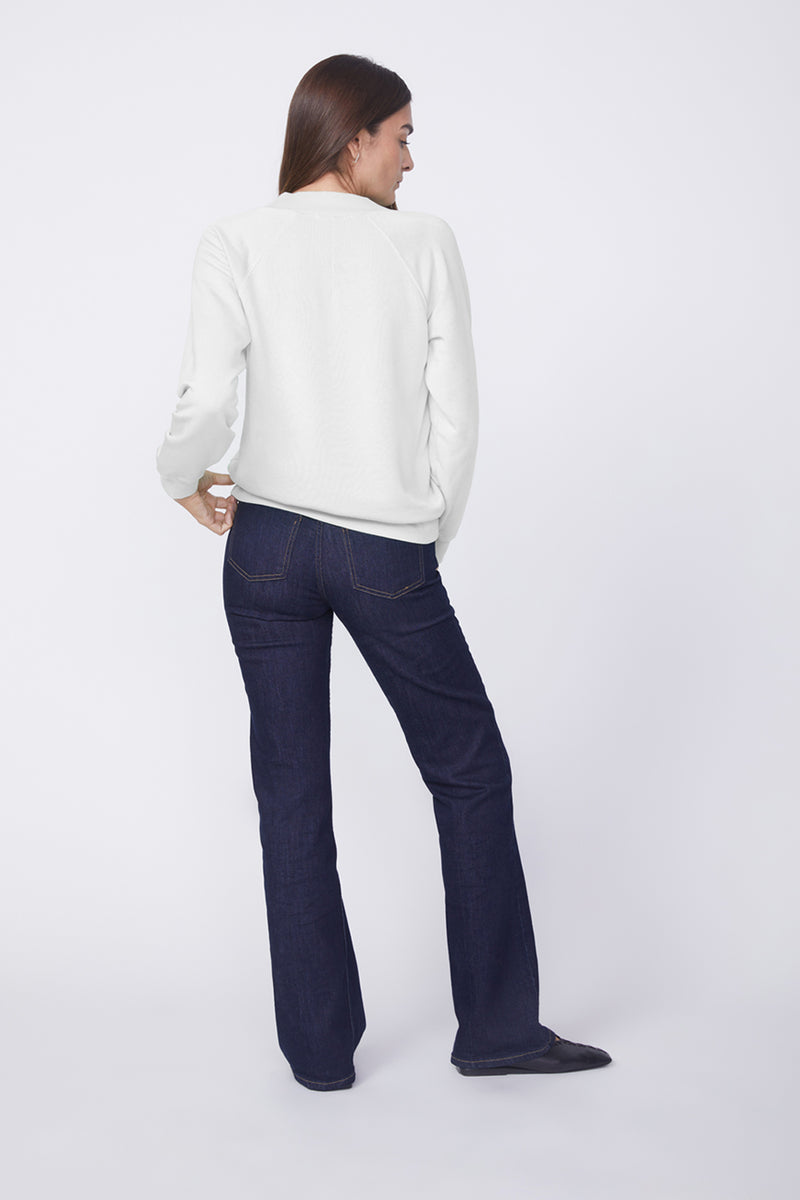 Stateside Softest Fleece Raglan V-Neck Pullover in White