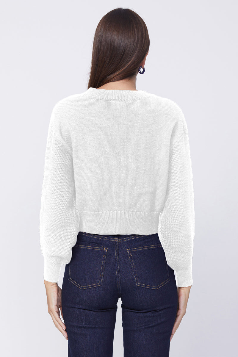 Stateside Colorblock Cropped Cardigan Sweater in Irish Crush/White