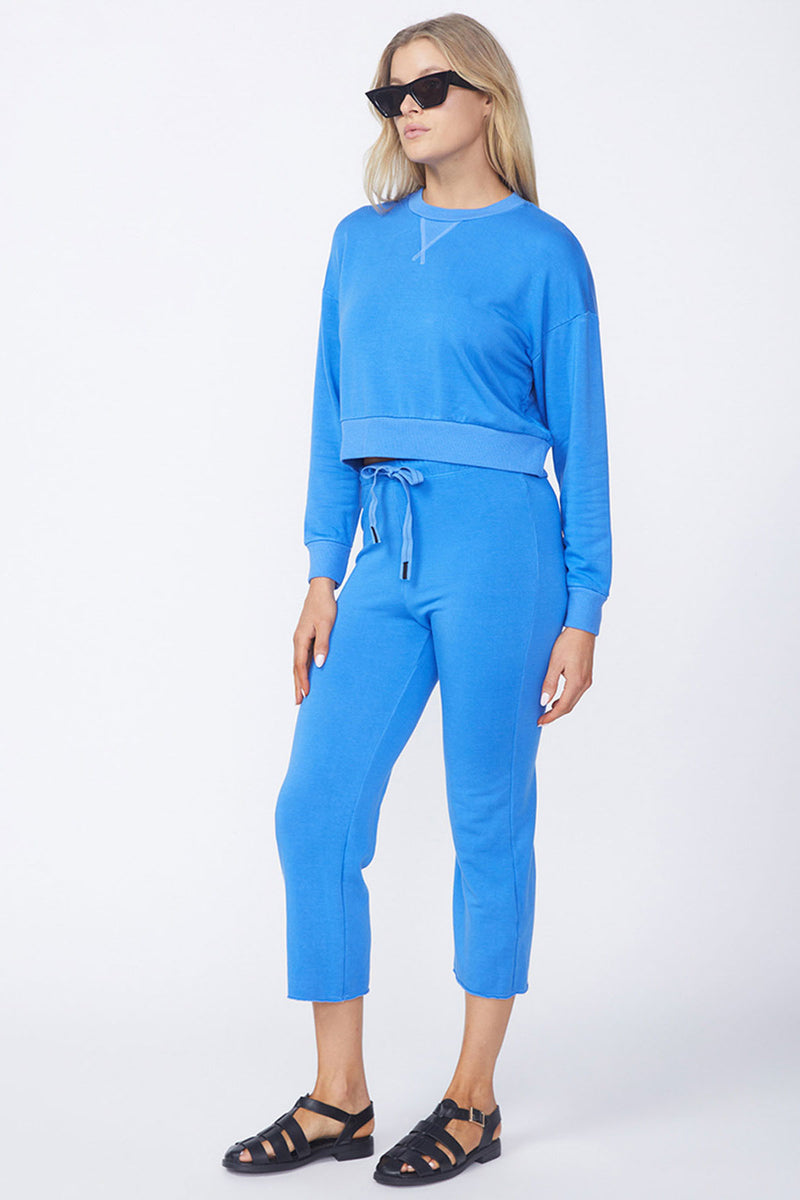 Stateside Softest Fleece Cropped Pant in Sport Blue