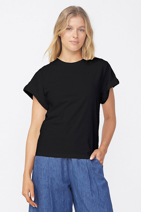 Cloud Jersey Oversized T-Shirt in Black-front