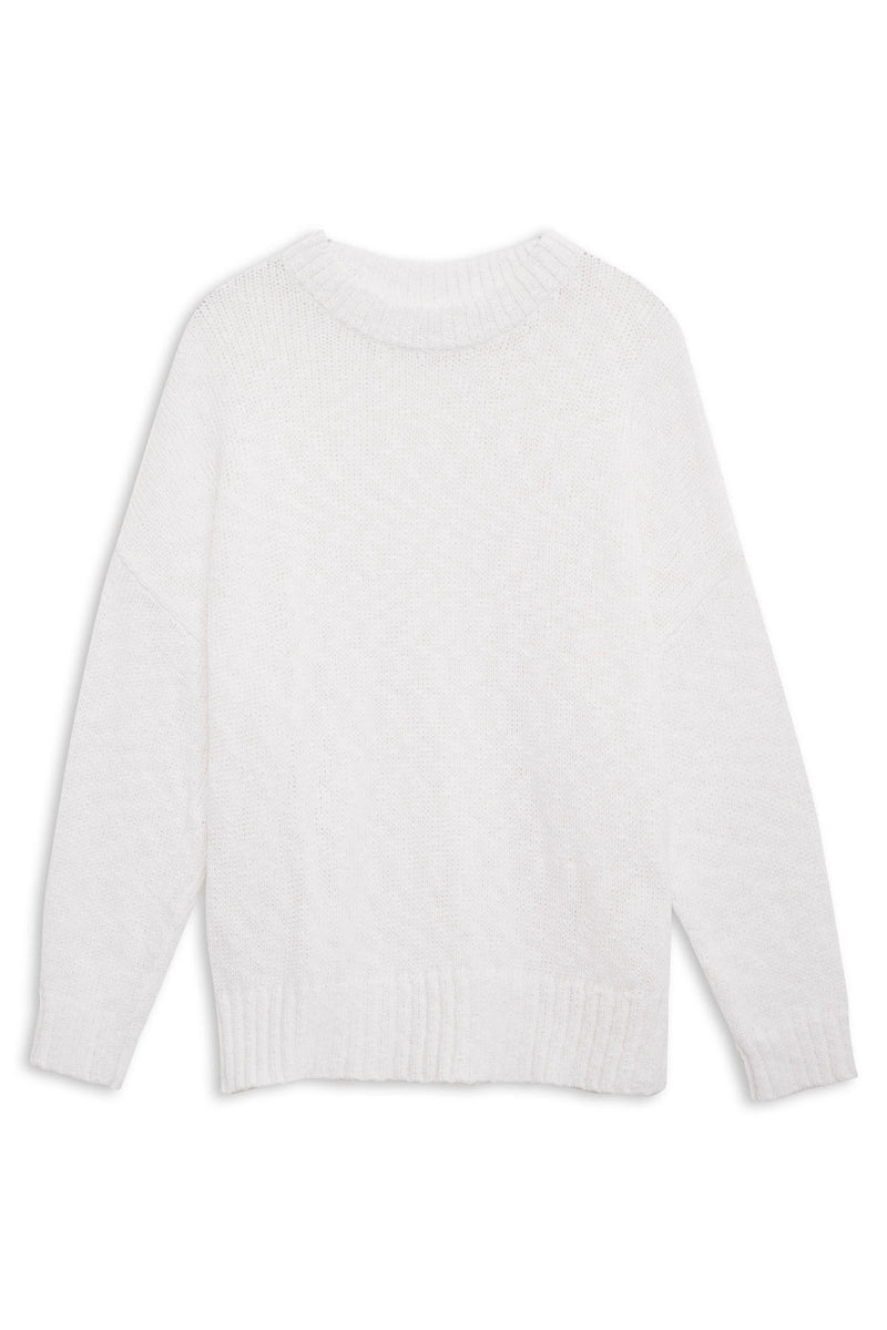 Stateside Cotton Linen Pullover Sweater in White