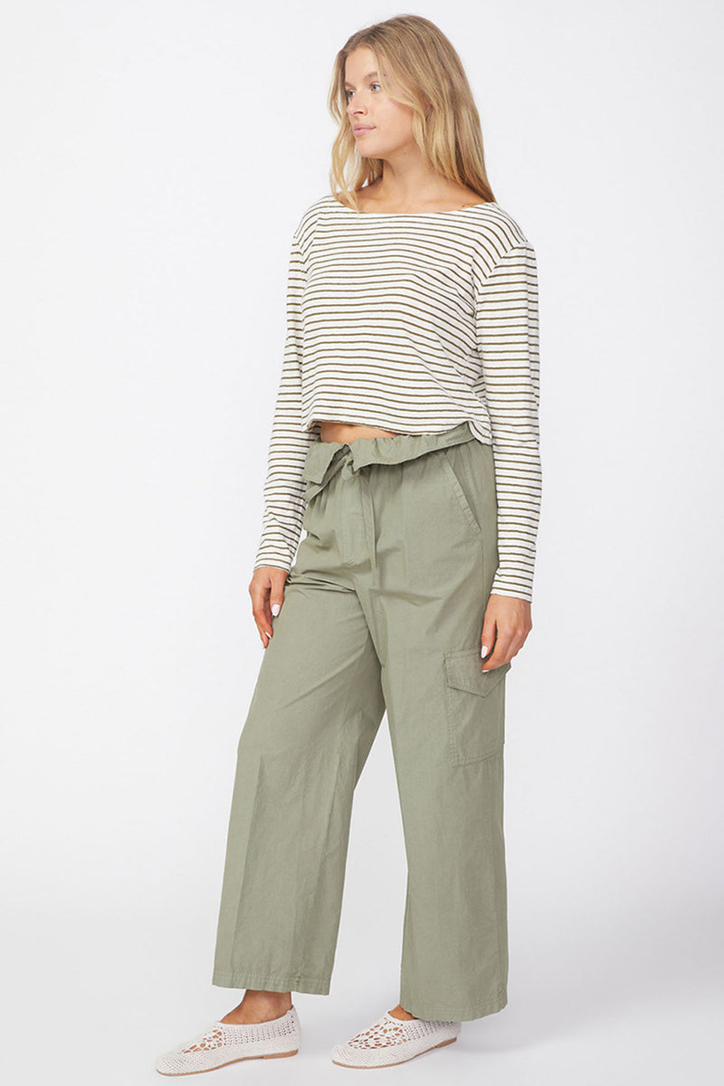 Stateside Fine Poplin Foldover Cargo Pant in Fern-side view 