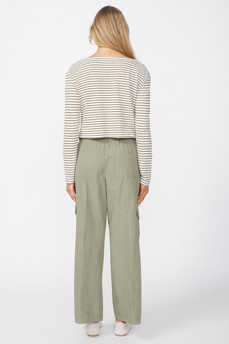 Stateside Fine Poplin Foldover Cargo Pant in Fern-back view 