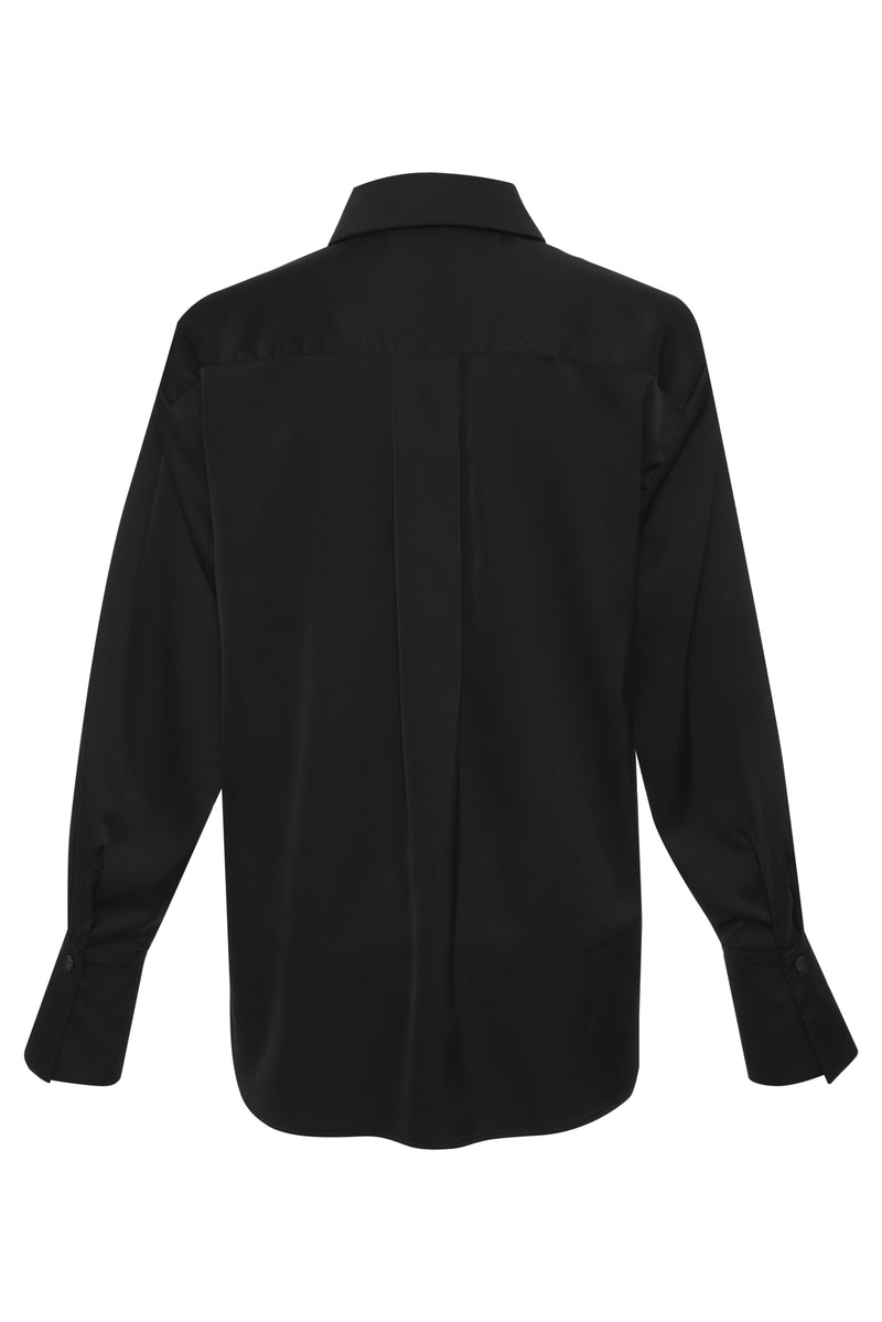 Bailey 44 Norea Blouse in Black - flat lay back with box pleat