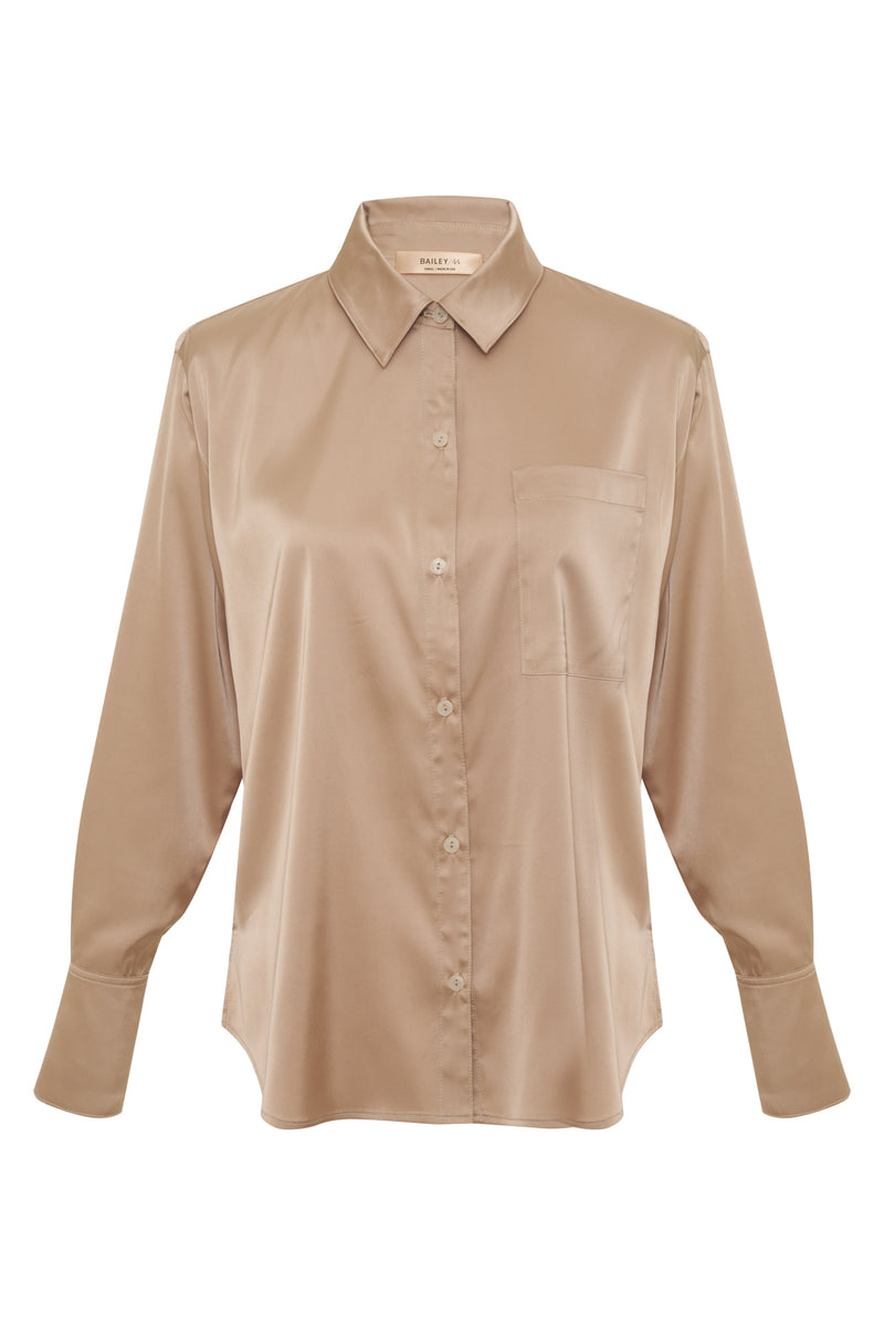 Bailey 44 Norea Blouse in Champagne - front flay lay