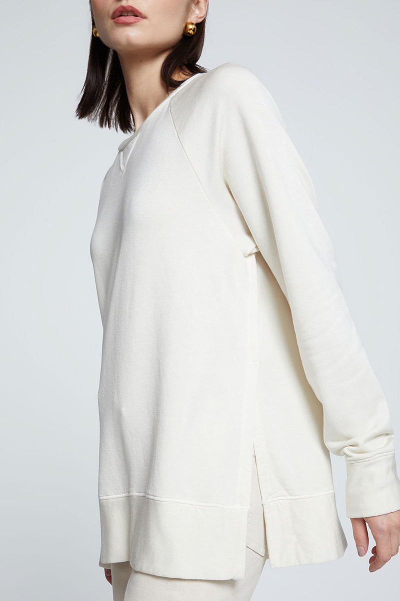 Stateside Softest Fleece Raglan Side Slit Sweatshirt- side view close up 