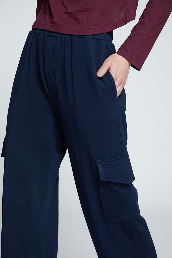 Stateside Softest Fleece Wide Leg Cargo Pant-close up on pant detail