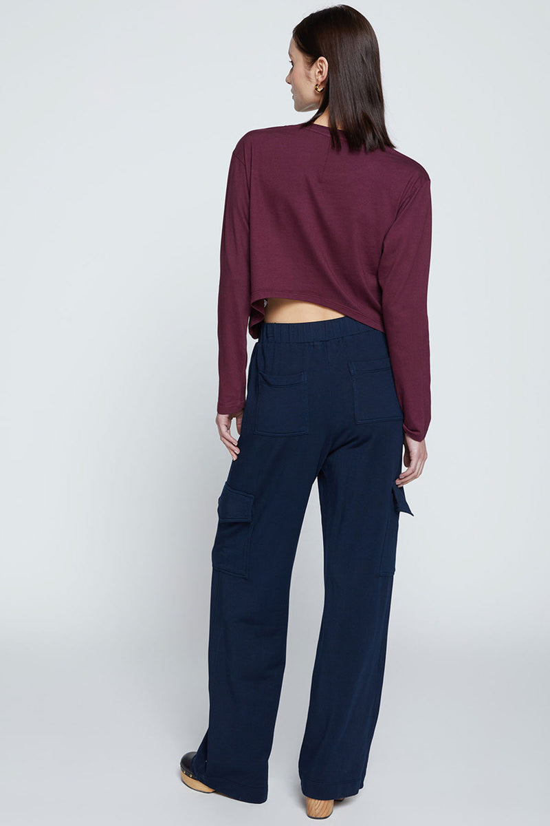 Stateside Softest Fleece Wide Leg Cargo Pant-back view