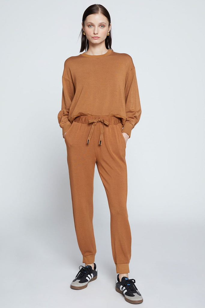 Stateside Softest Fleece Pleated Hem Jogger in Toffee Stateside Softest Fleece Pleated Hem Jogger in Toffee
