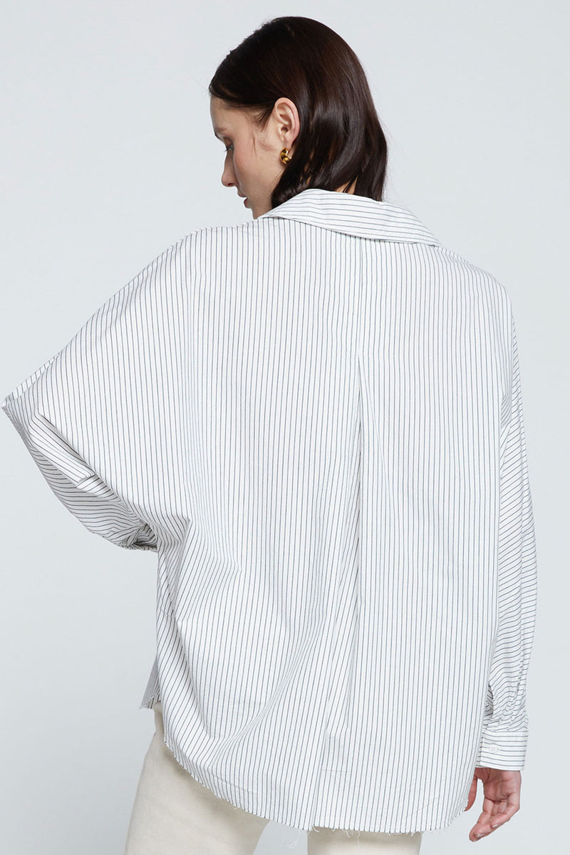 Stateside Elliott Poplin Stripe Dolman Shirt-back