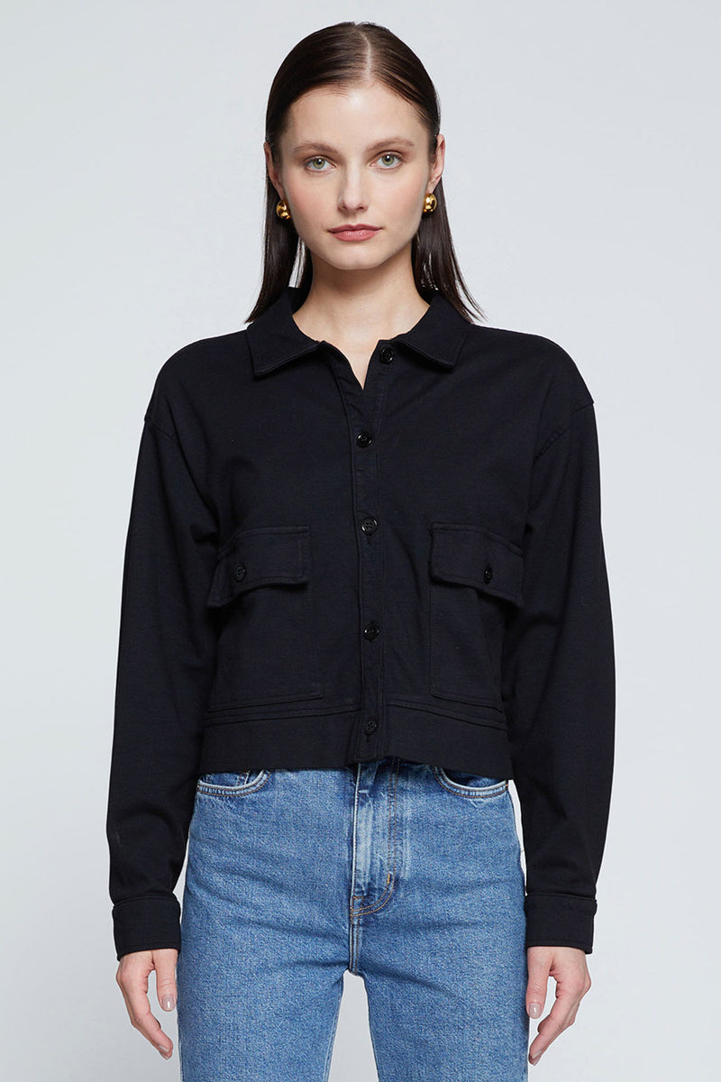 Stateside Ponte Cropped Jacket in Black3/4 front