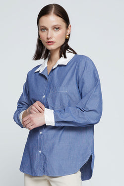 Stateside Owen Stripe Classic Pocket Shirt -3/4 front models hands together