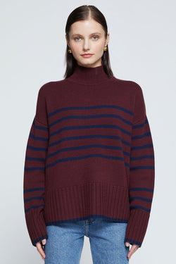 Stateside Striped Mock Neck Sweater-3/4 front view