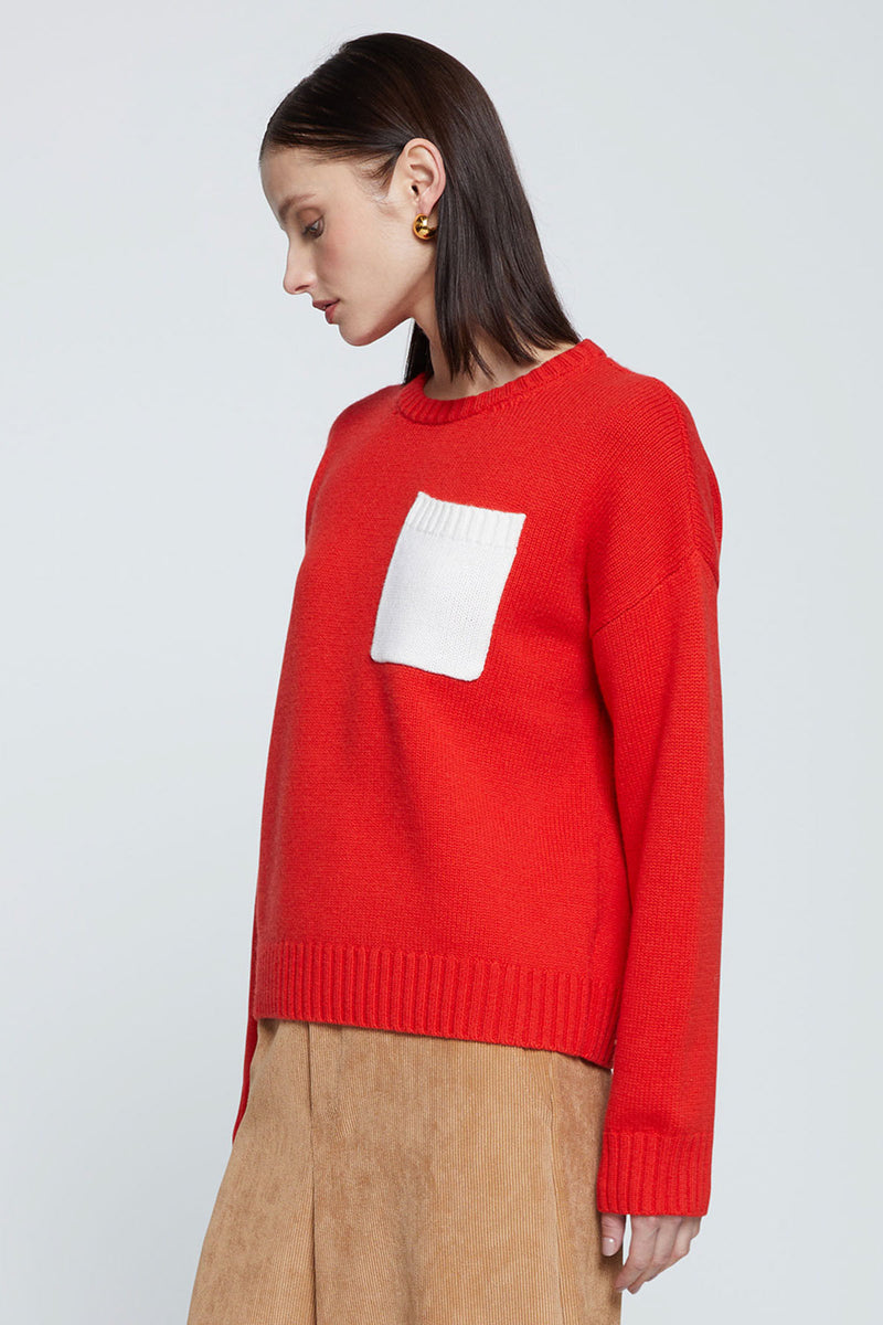 Stateside Colorblock Pocket Crew Sweater-side view