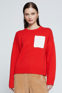 Stateside Colorblock Pocket Crew Sweater-3/4 front